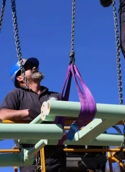 Chantier de la nouvelle attraction à la Récré des 3 Curés à côté de Brest