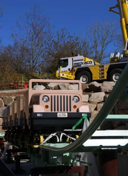 Chantier de la nouvelle attraction à la Récré des 3 Curés à côté de Brest