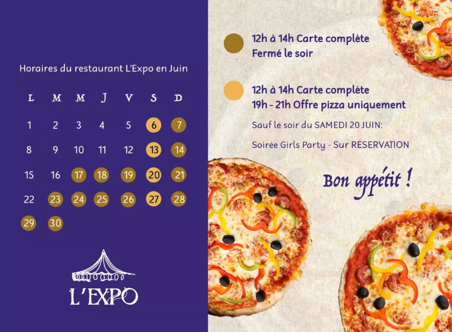 horaires expo juin 2026